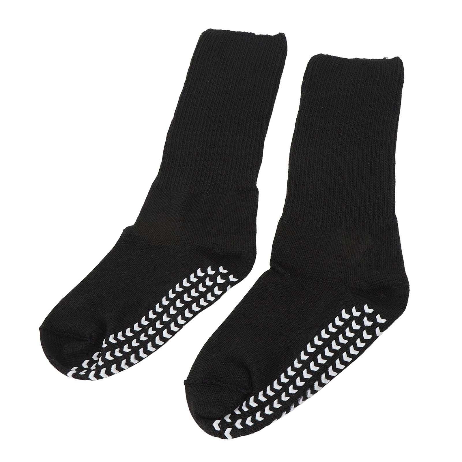 Wide Knitted Socks Stretch Non Binding Socks with Grips for Men Women Black Applicable for Leisure Exercise (S M)