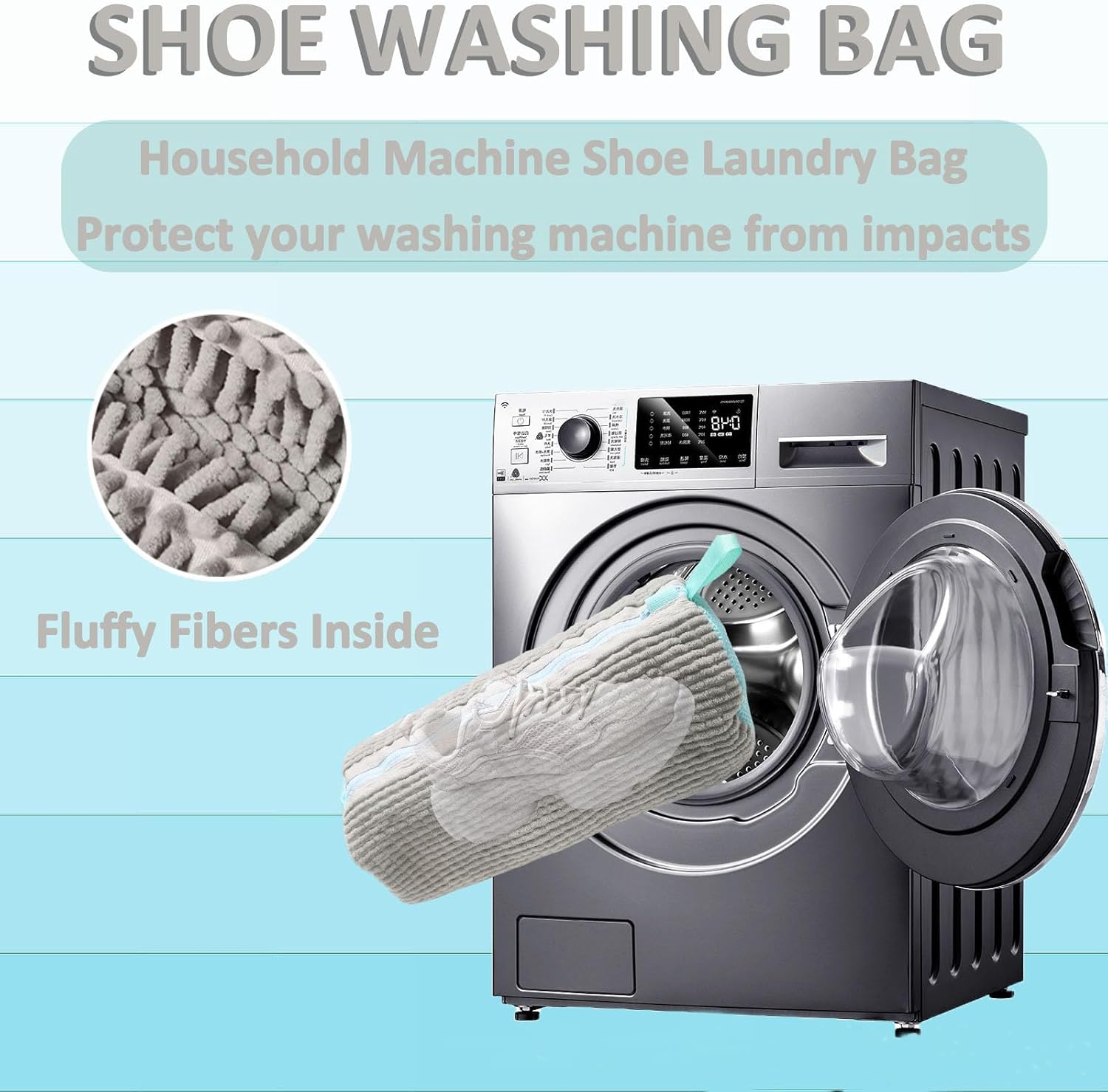 Laundry Shoe Bag, Unbloo Shoe Washing Machine Bag for Washer and Dryer, Reusable Shoe Cleaning Bag for All Shoe Types and Sizes(Gray 4Pcs)