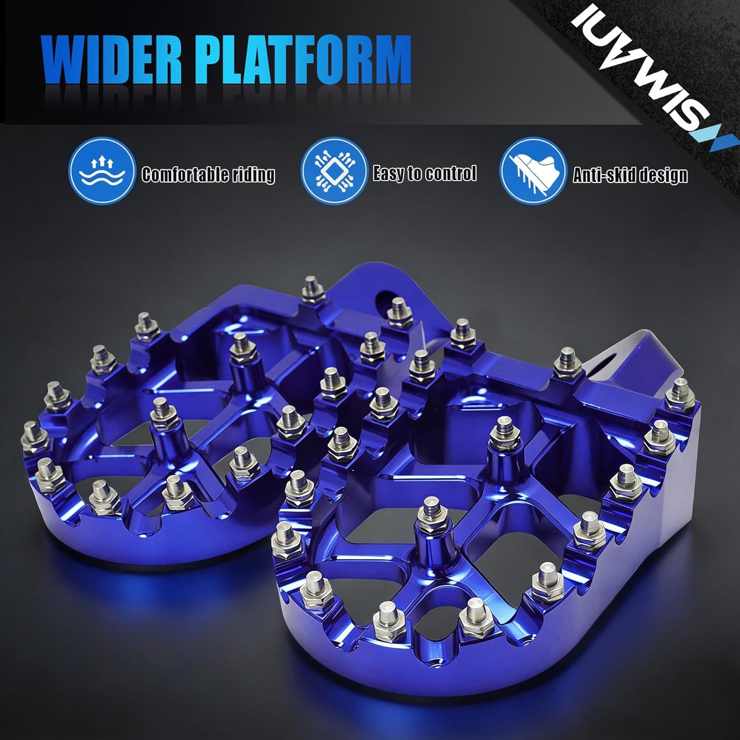 Foot Pegs CNC Compatible Fit for Tuttio Tutti Soleil 01, 7075 Aluminum Electric Dirt Bike Footpegs Compatible Fit for Tuttio Soleil01 GB SF BF ARC Non-Slip Anodized Easy Installation Blue