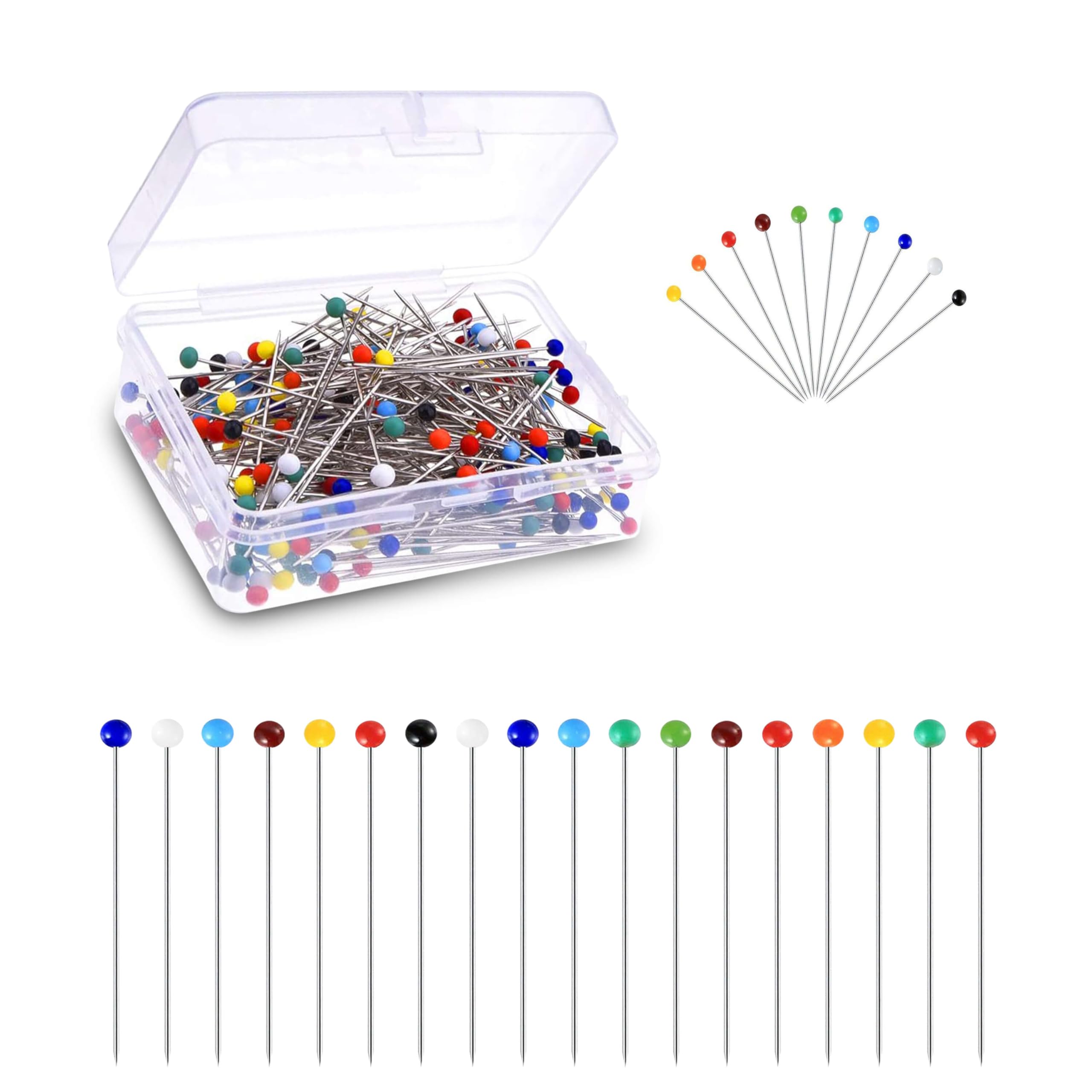 Spilli da Cucito Multi Colore -✮✮GARANZIA A VITA✮✮|CONFEZIONE DA 125| Spillini per Cucire con Testa di Vetro Rotonda - Spilli con Perline Colorate - Accessori per Sartoria Patchwork