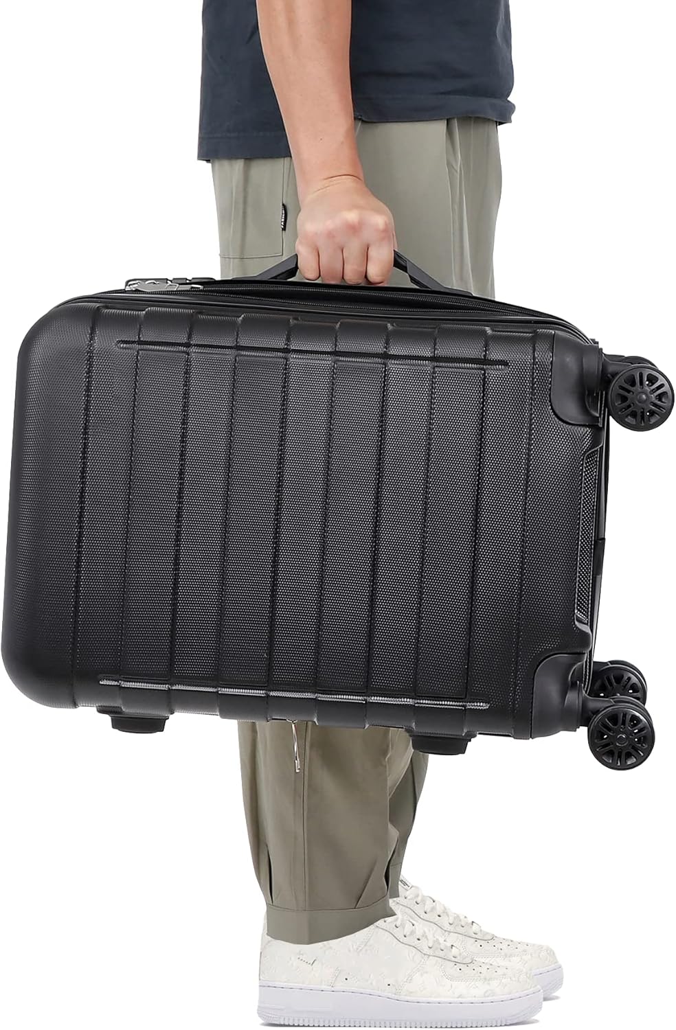 review JungleA 20 Inch Hardside Expandable Luggage ,Carry On Luggage With Spinner Wheels,Travel Suitcase(Black)