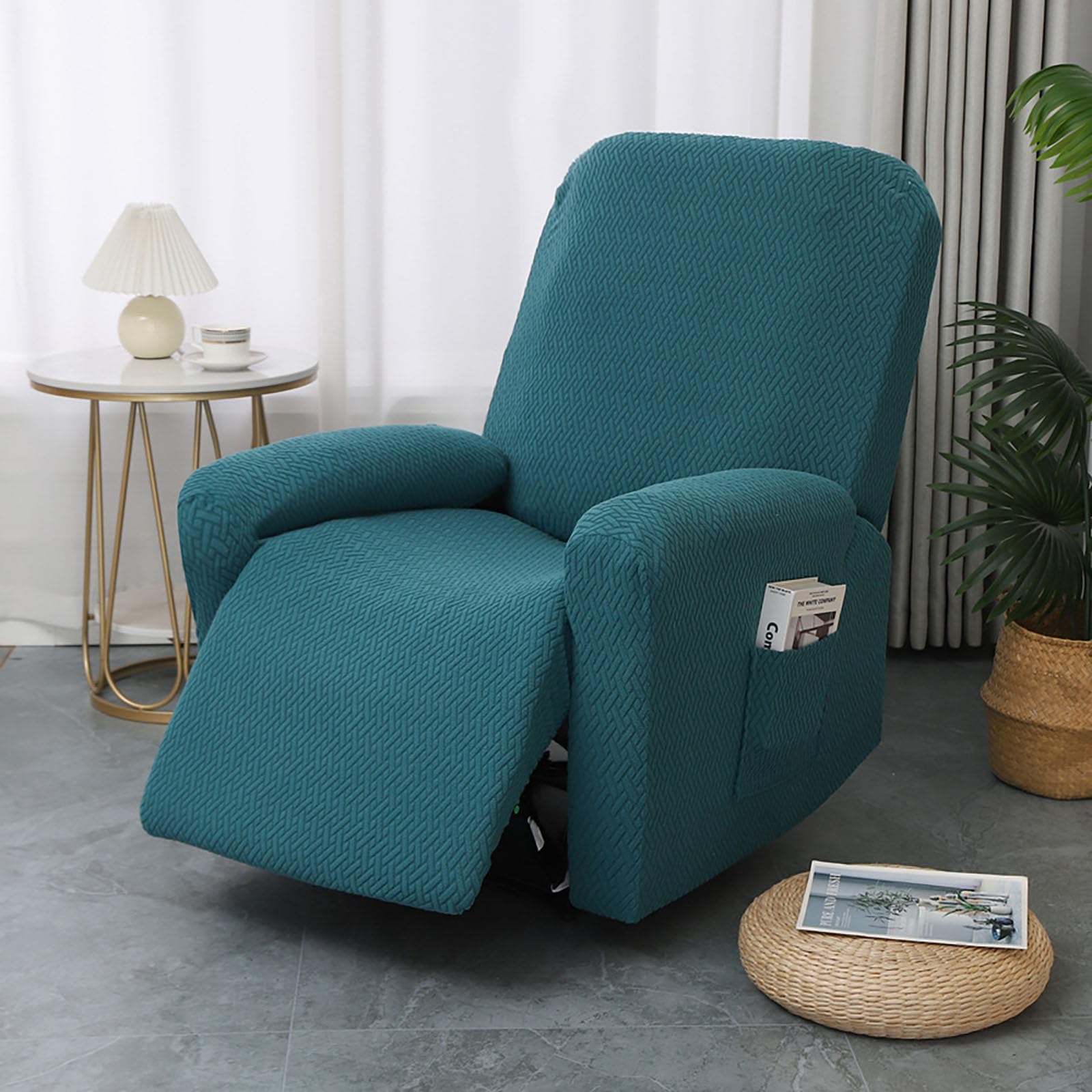 Copripoltrona verde scuro, 4 pezzi, copribraccioli per divano, con tasche, cuscino di ricambio per mobili e decorazione domestica