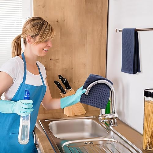 Miniatura 434 de Kitinjoy - Paños de cocina 100% algodón, paquete de 6 paños de cocina ultra suaves y absorbentes para secar platos, toallas de cocina de secado