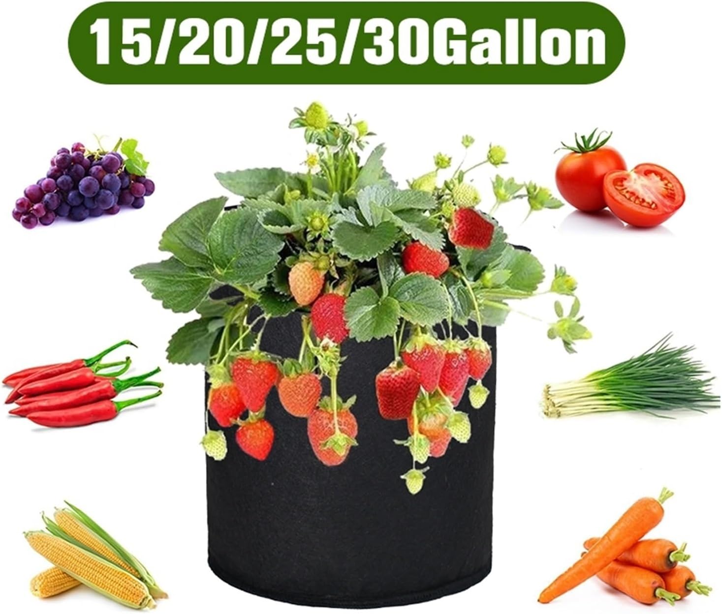 5pcs Plant Grow Bag 3-30Gallons Palnt Flower Strawberry Potato Vegetable Planting Bag Black Nursery Pot Planting Pots for Plants(4Gallons 25x30cm)