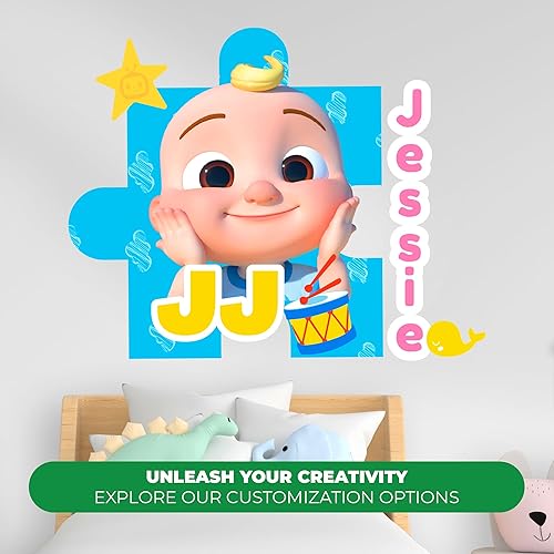 Miniatura 2 de EGD CoComelon - Calcomanías de pared personalizadas con nombre e inicial JJ para decoración de habitación de bebé, decoración de guardería para