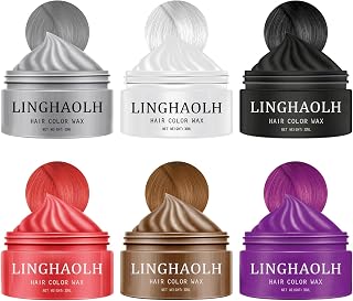 6 Colors Temporary Hair Color Wax,Instant Hair Coloring Wax Mud for Women & Men,Temporary Hair Wax Color Hair Dye for Festivals Clubs Party Cosplay Halloween(Red Purple Brown White Black Gray)
