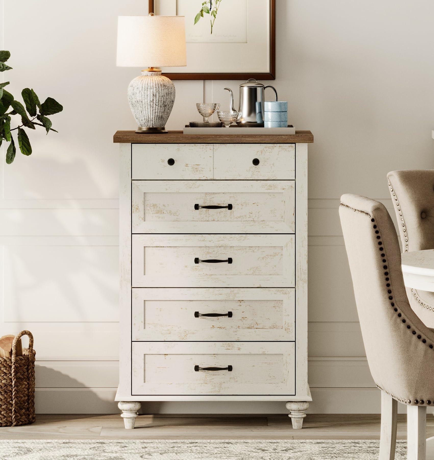 WAMPAT Dresser with 5 Drawer for Bedroom, Small Kids Dresser