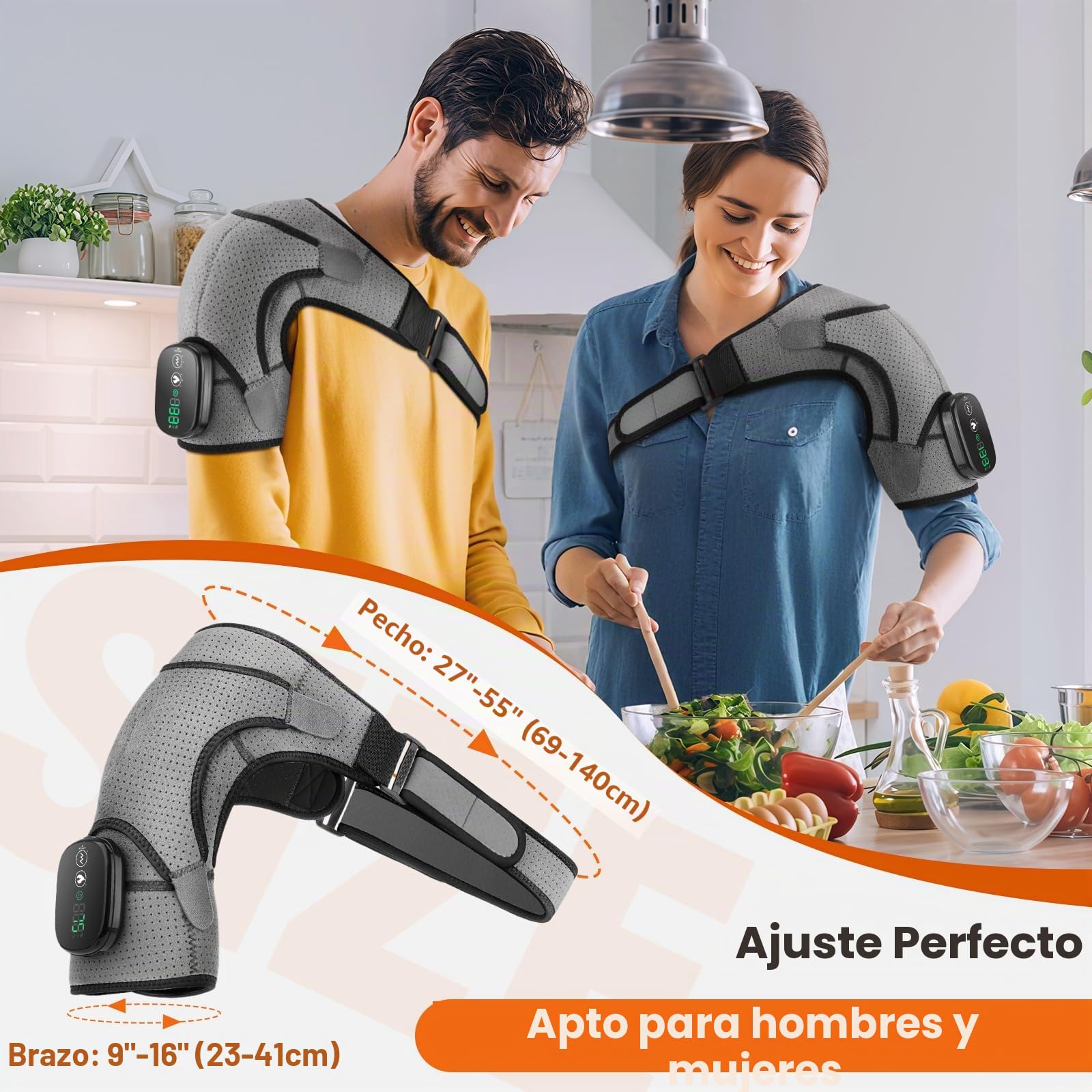 Soporte de hombro térmico para mujeres y hombres, masajeador de hombros, almohadilla térmica para cuello y hombros, problemas profundos