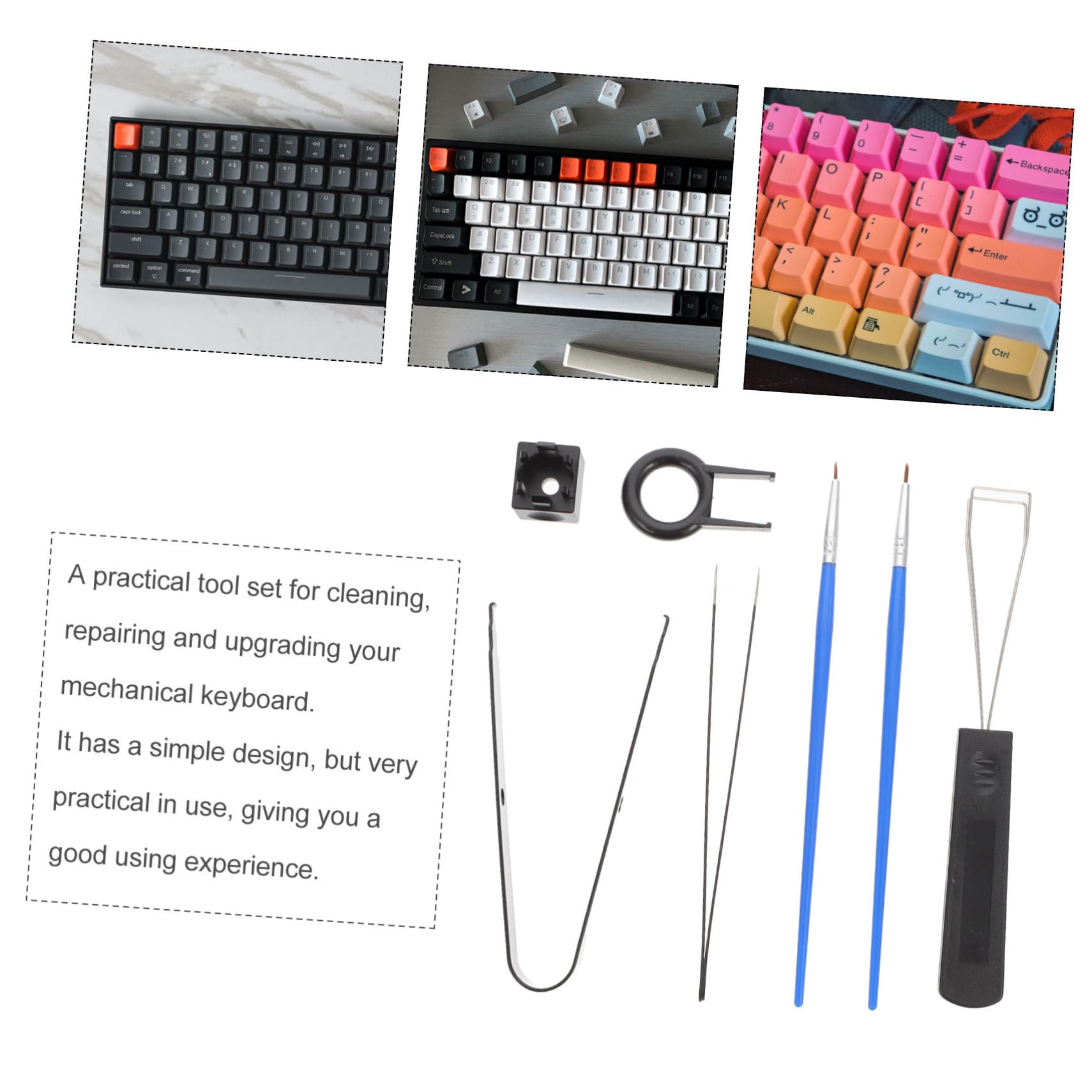 jojofuny 3sets Strumenti Per Tastiera Meccanica Estrattore Di Keycap Pinzette Spazzola e Rimuovi Per Pulizia e Manutenzione Accessori Per Personalizzazione Tastiere