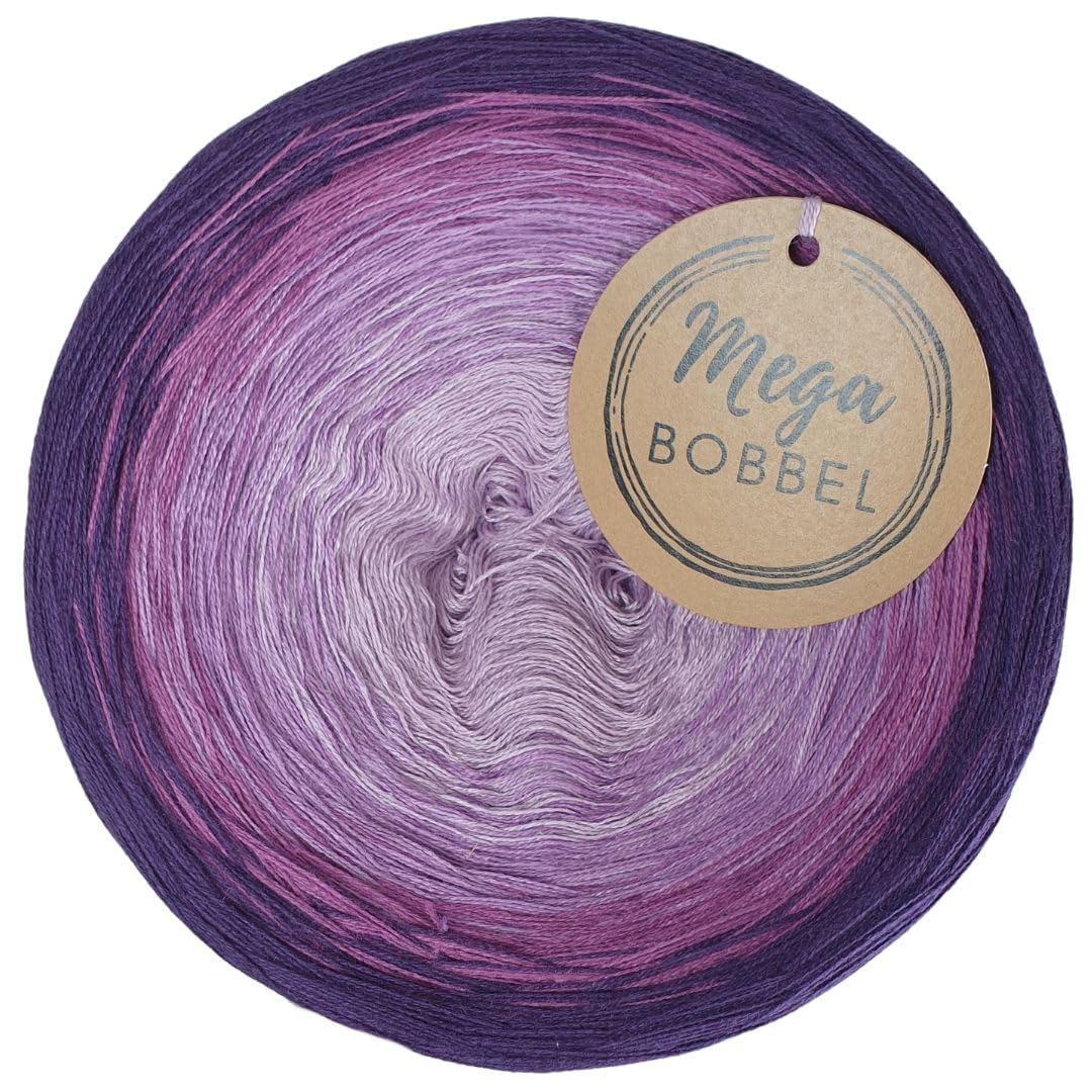 MegaBobbel*Lavendelblüten*A398* (Außenfarbe: Lila) Farbverlaufsgarn - Lace Garn Bobbel Wolle zum Häkeln & Stricken (4 fädig, 3750m)