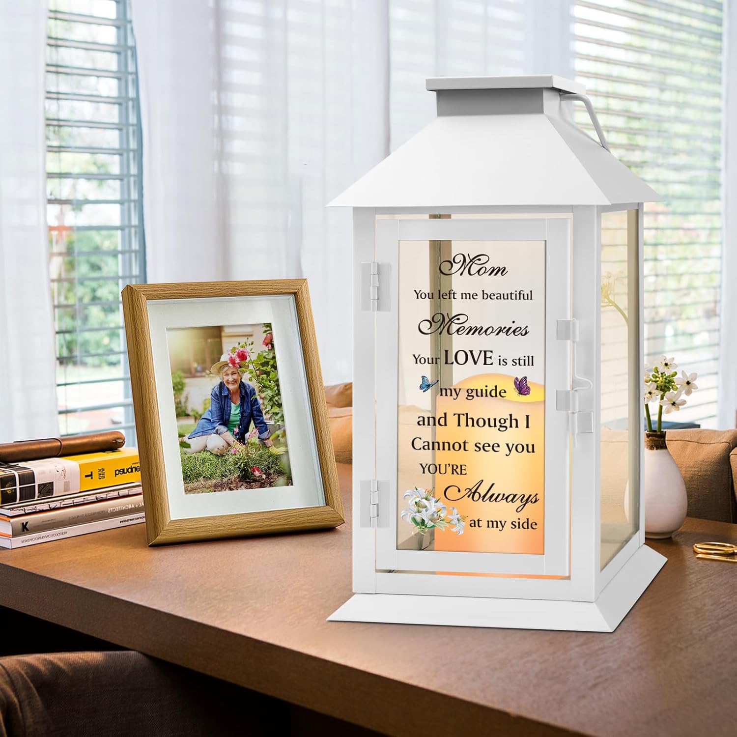 Memorial Lantern Bereavement Gifts in Memory of Loved One Memorial Gifts for Loss of Mother Remembrance Sympathy Gifts for Loss of Loved One with LED Candle and Remote - Image 2
