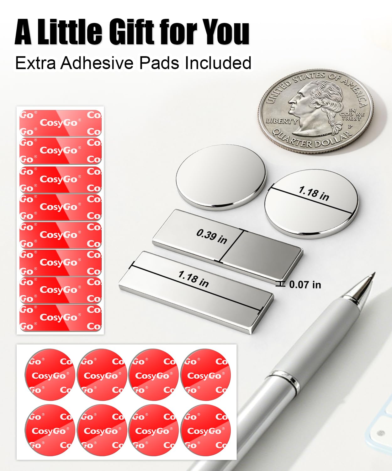 Full-Surface Magnetic Door Catch, No Drill Ultra-Thin Cabinet Door Magnets with Strong Adhesive, 0.78" Round & 1.18" x 0.39" Rectangle for Kitchen, Drawer, Closet, RV, 16 Pcs (8 Pairs) — Amazon image 7