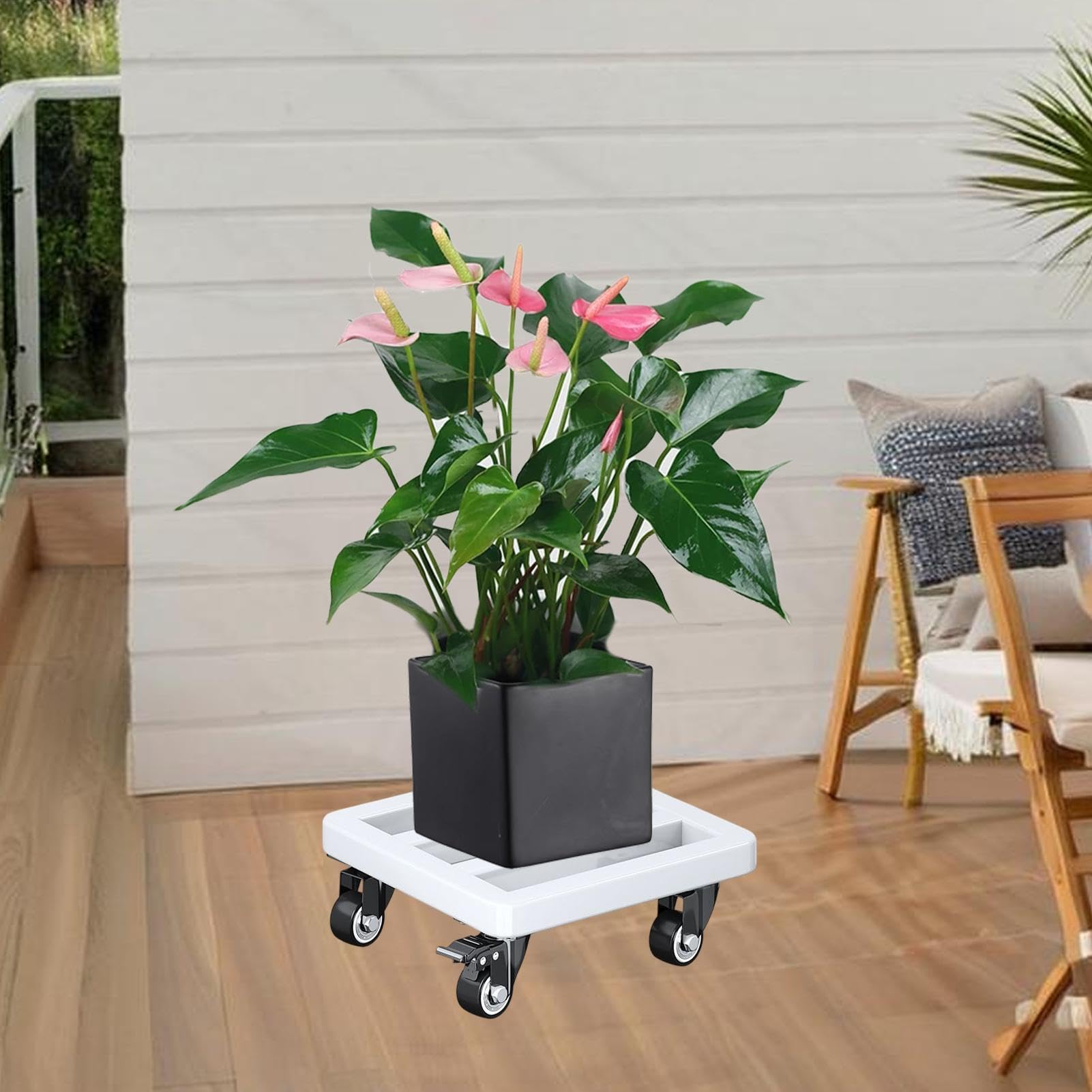 Sottovaso con Ruote 30cm Carrello Portavasi in Metallo Pesante
