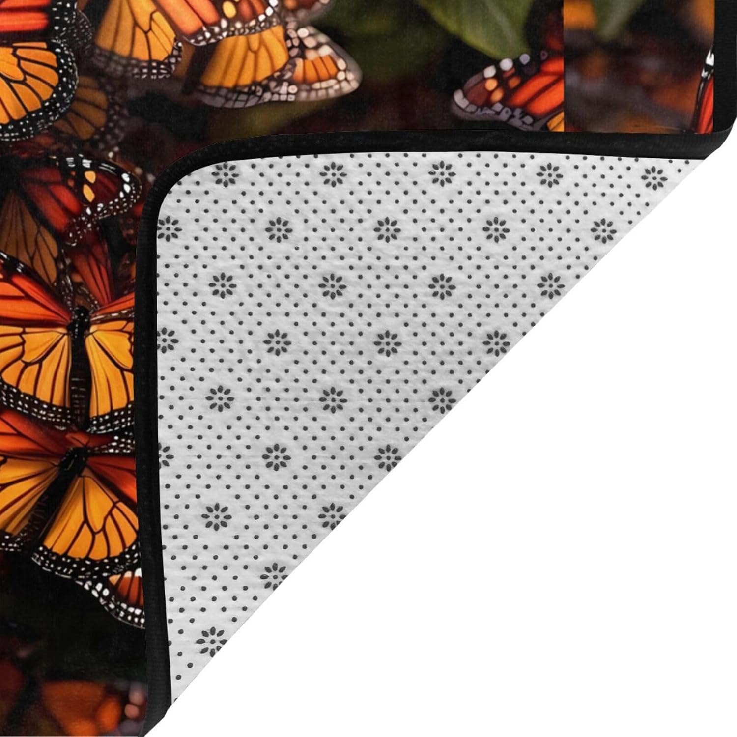Flannel Non-Slip (Monarch Butterflies) Rug Pad 80×50in Soft Washable Protective for Hardwood Floors Bedroom Bathroom Living Room