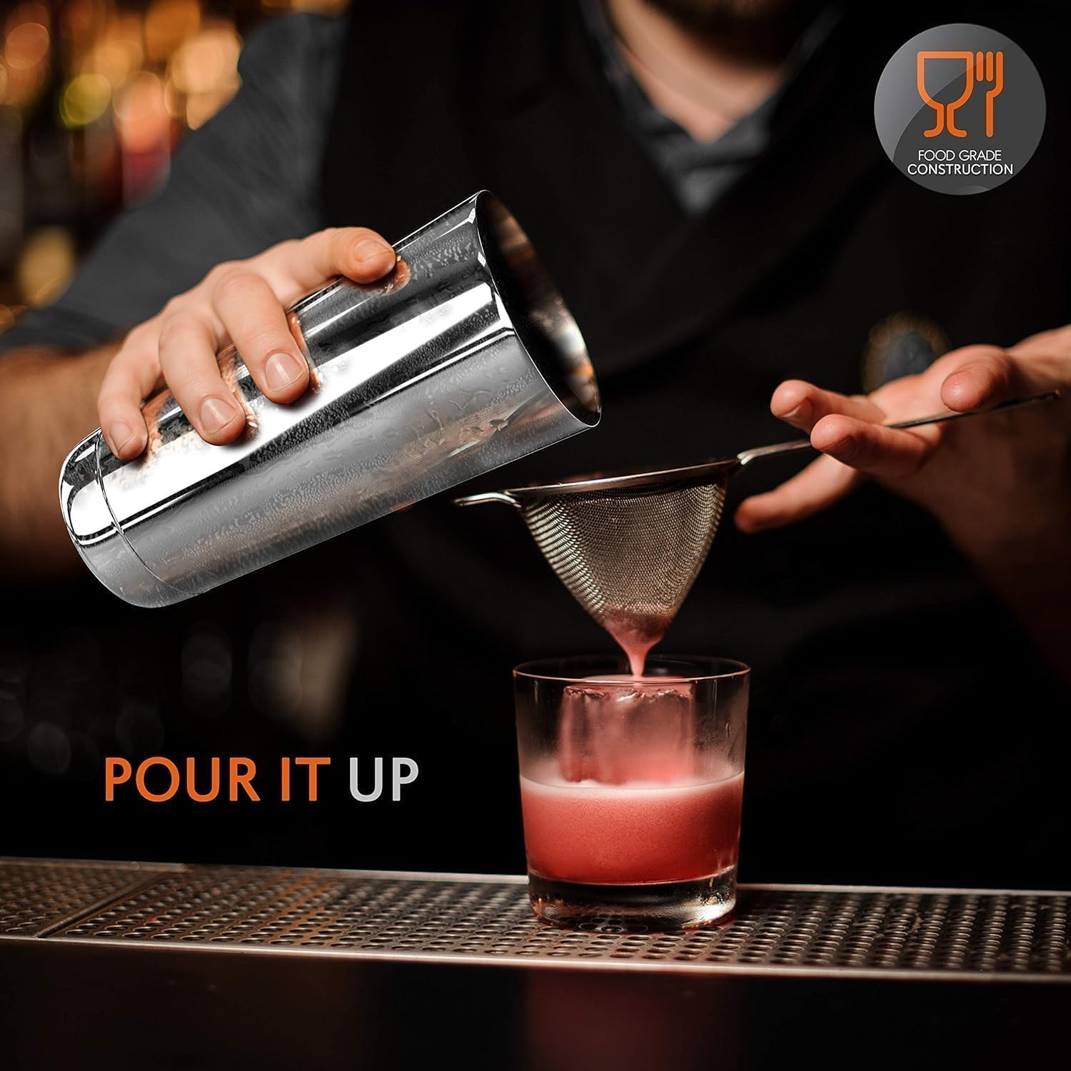 NutriChef Mixology Bartender Cocktail Shaker Set - Includes 15 & 30 oz Stainless Steel Shakers, 6 Bottle Pourers & More - Essential Martini Making Kit - Drink Mixing Set - 15 Piece Cocktail Bar Set - Image 5