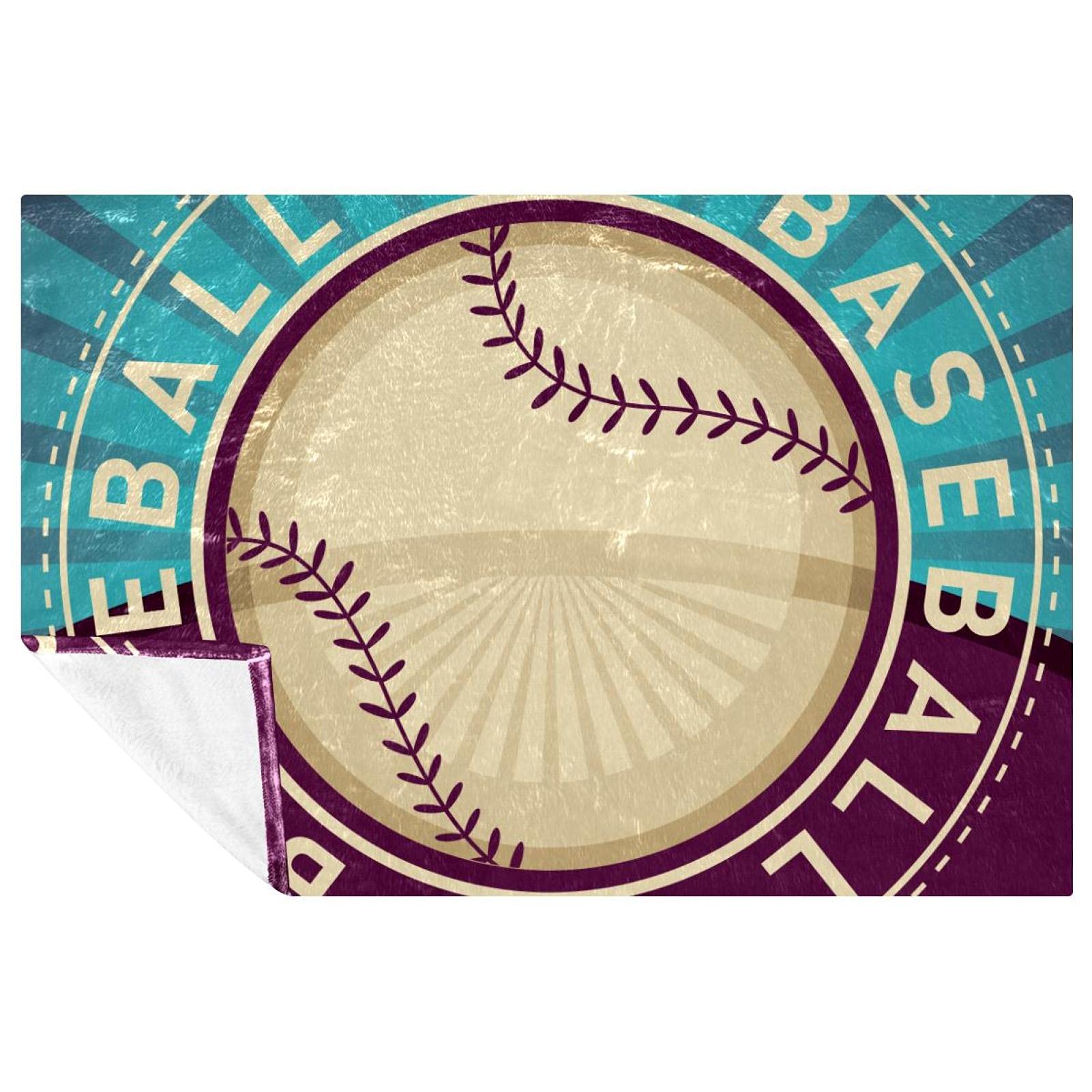 Jeté de lit doux imprimé baseball et plaid chaud pour canapé, camping ou plage 150x100cm