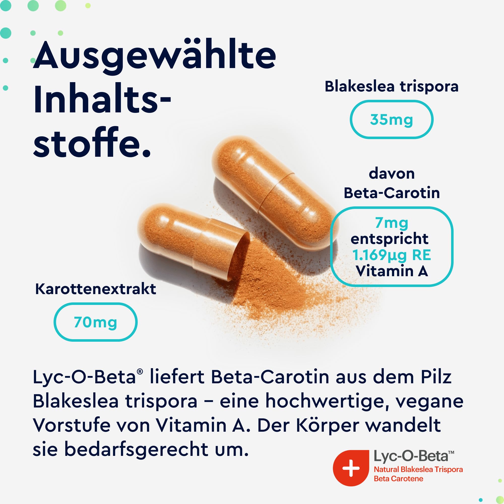 Beta-Carotin Bräunungskapseln 200 vegane Kapseln - Markenrohstoff Lyc-O-Beta® aus Blakeslea trispora - mit Karottenextrakt - Provitamin A für Sehkraft, Haut & Immunsystem* - in Deutschland entwickelt