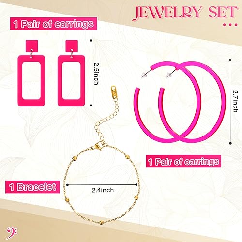 Vista 3 de Jadive 4 piezas de acrílico para mujer, bolso de mano transparente, bolso de noche, aretes retro, pulsera, conjunto de joyería, neón, regalo de boda