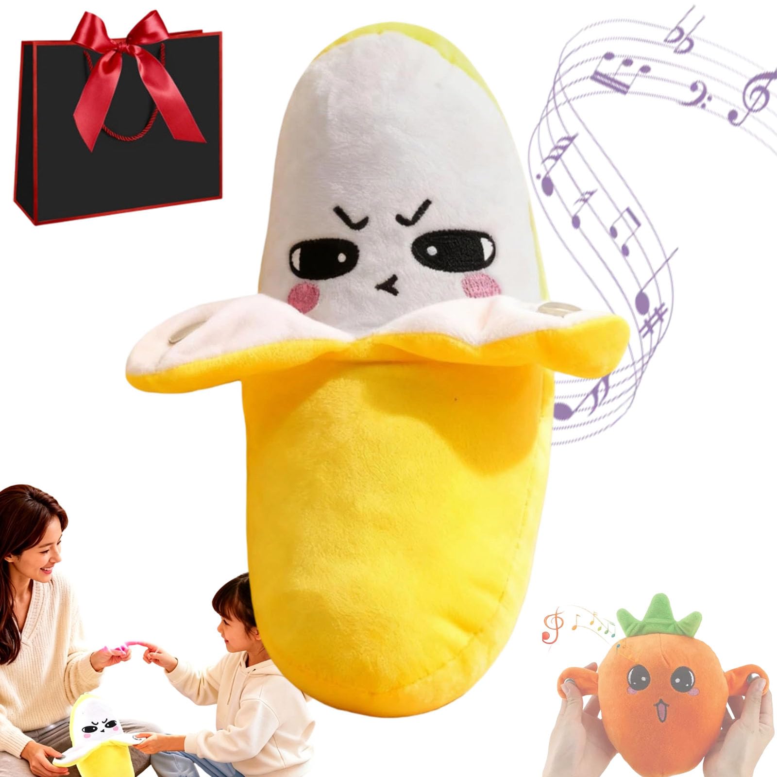 Qosigote Interactive Music Plush Toy, Banana Plush Musical Sensory Toy With Sounds, Support Clapping, Tapping And Rhythm Battle Gameplay, Perfect For Parent-Child Bonding,Family Party Moments (C)