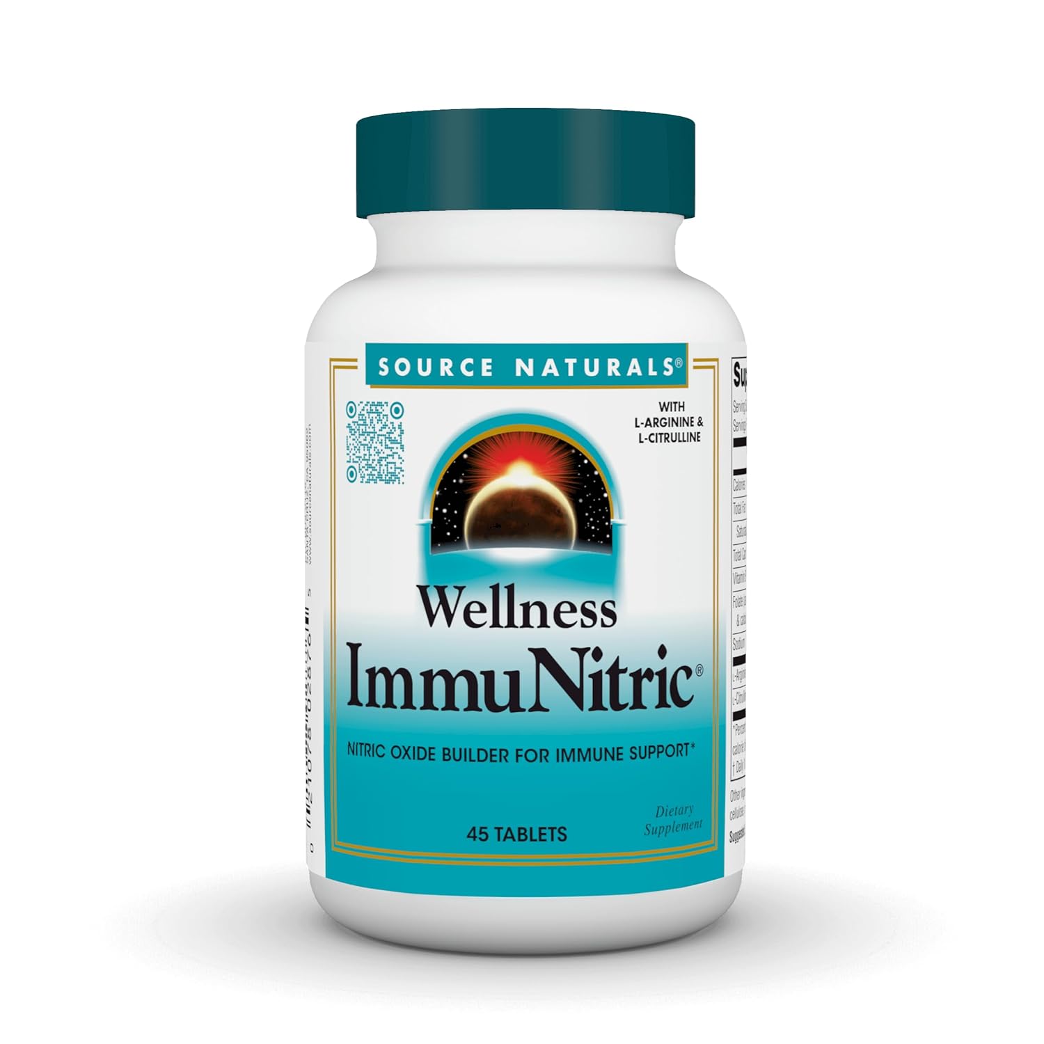 Source Naturals Wellness Immunitric Nitric Oxide Builder for Immune System Support with L-Arginine L-Citrulline - 45 Tablets