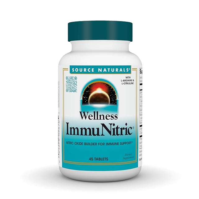 Source Naturals Wellness Immunitric Nitric Oxide Builder for Immune System Support with L-Arginine L-Citrulline - 45 Tablets