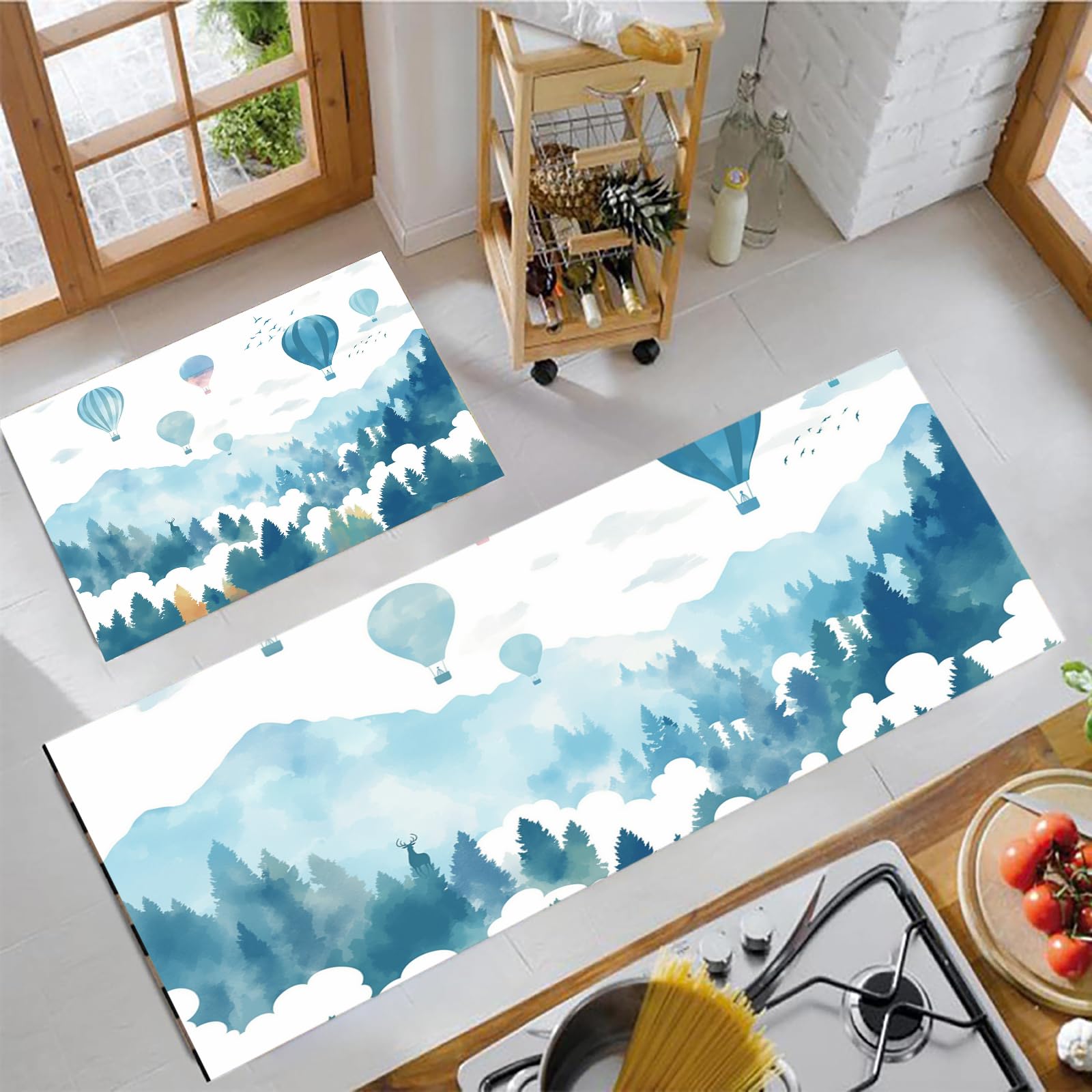 Tapis de cuisine ballons forestiers OFFSUM antidérapants 2 pièces