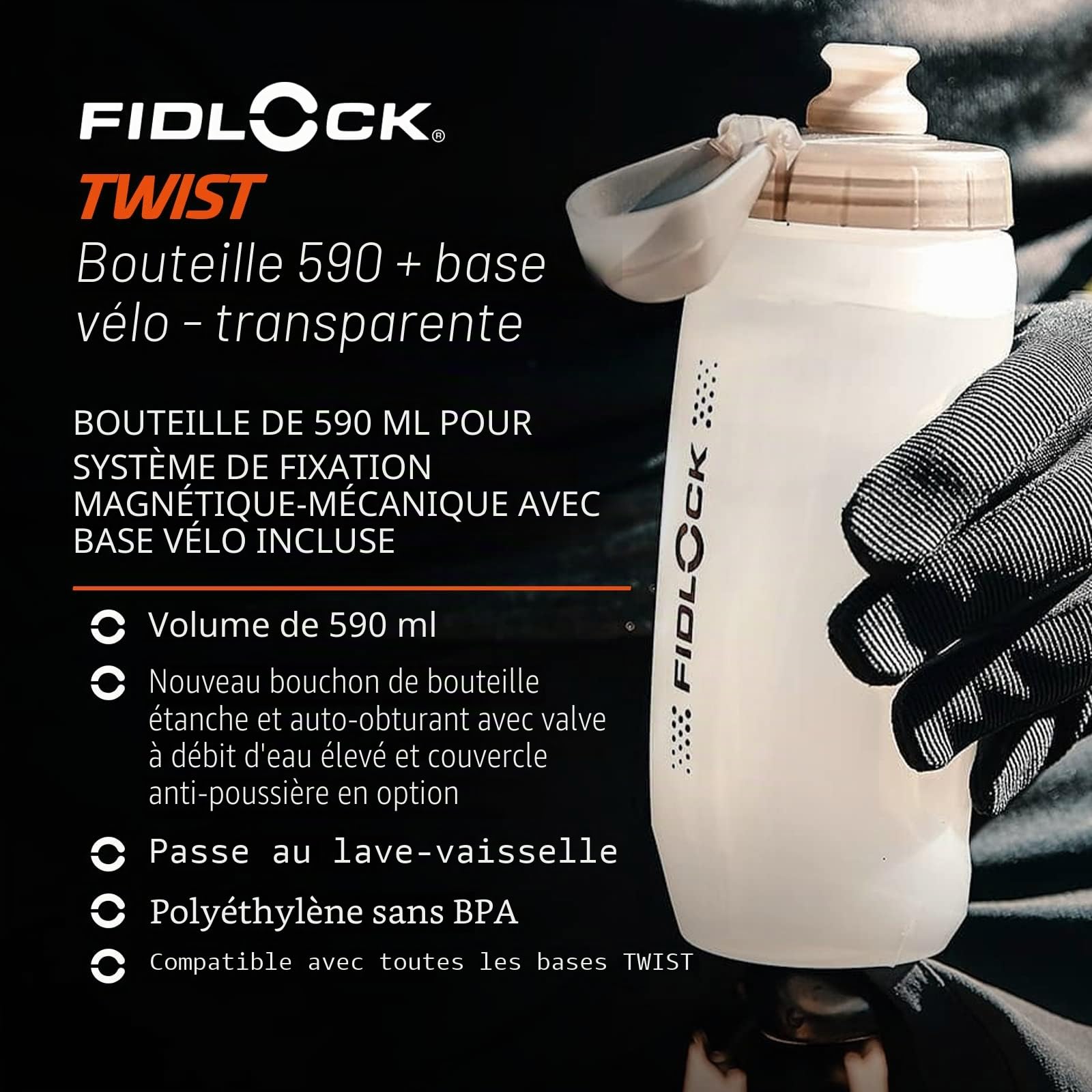 Fidlock Twist Porte-bouteille magnétique pour vélo avec support porte-gobelet pour vélo