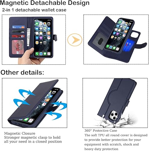 Miniatura 6 de Havaya Magsafe - Funda tipo cartera para iPhone 11 Pro Max, compatible con iPhone 11 Pro Max, funda con tarjetero para iPhone 11 Pro Max, funda para