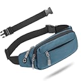 Fanny Pack Waist Packs with Extender for Men Women, Waist Pouch Bag Hip Pack with 3-Zipper Pockets Adjustable Straps for Casual Travel Hiking Running Outdoor Sports