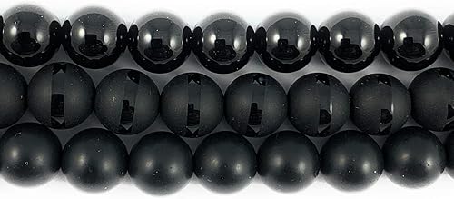 Miniatura 3 de Beadalgo - Cuentas redondas de 0.394in de línea negra mate natural de ónix negro para hacer joyas de hebra de 15.5 pulgadas