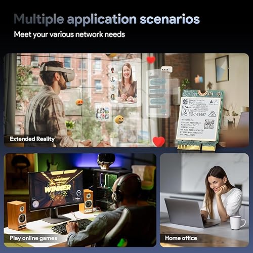 Vista 9 de EDUP Tarjeta WiFi 7 BE6500 M.2 2230 Wi-Fi 7 Tarjeta de red inalámbrica para escritorio, Bluetooth 5.4 Tri-Band 6G/5G/2.4Ghz OFDMA 802.11be