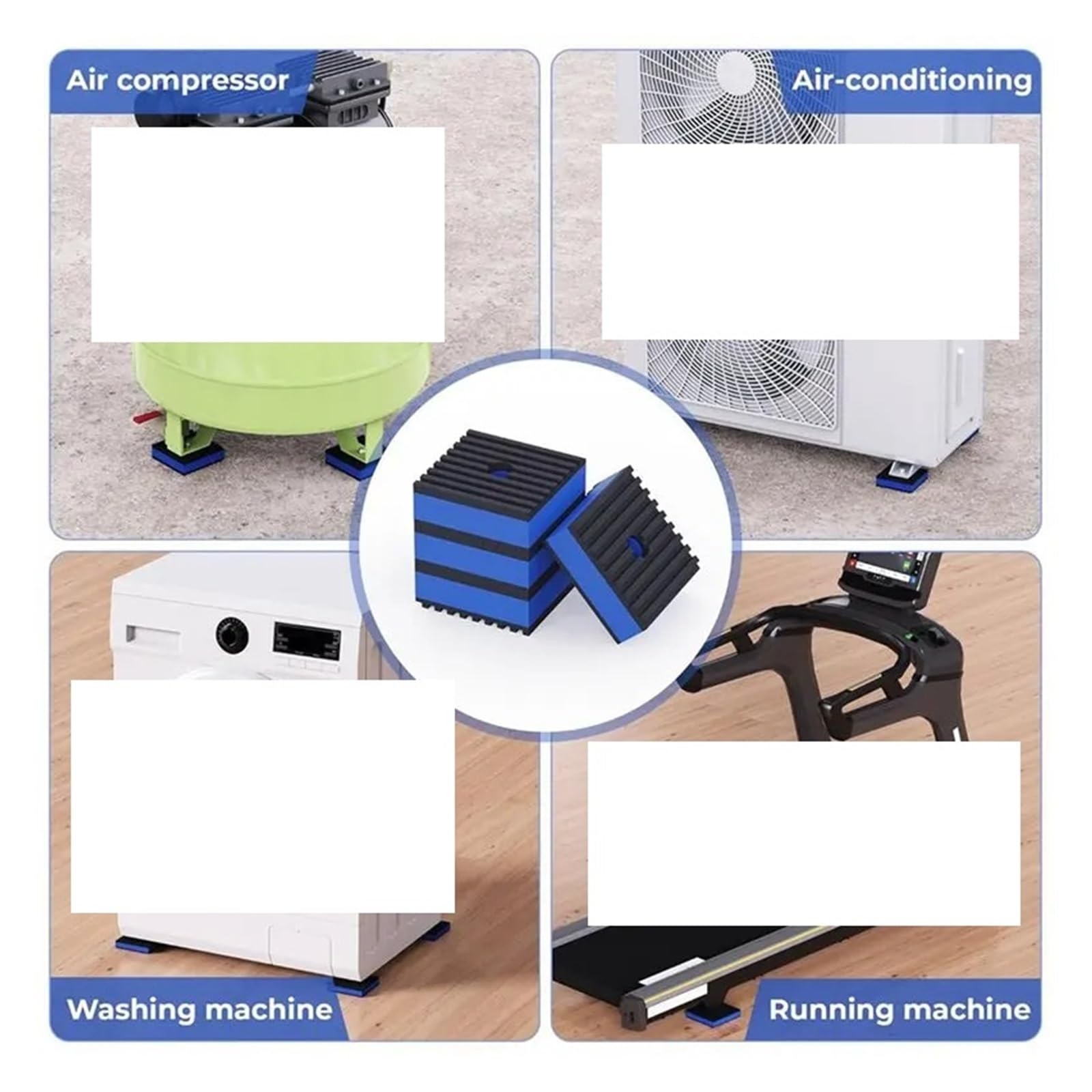 Coussinets Anti-vibrations, Coussinets D'amortissement Des Vibrations Mécaniques 2"X 2"X7/8", Coussinets D'isolation En Caoutchouc Robustes