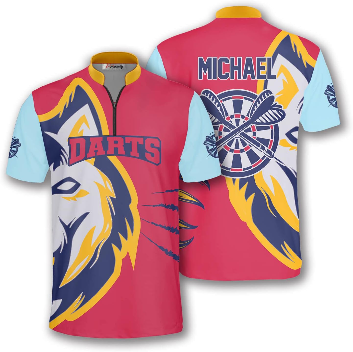 PRIMESTY Personalized Dart Jerseys for Men, Dye-Sublimated Custom Team Jerseys, Sash Collar, Size S-5XL
