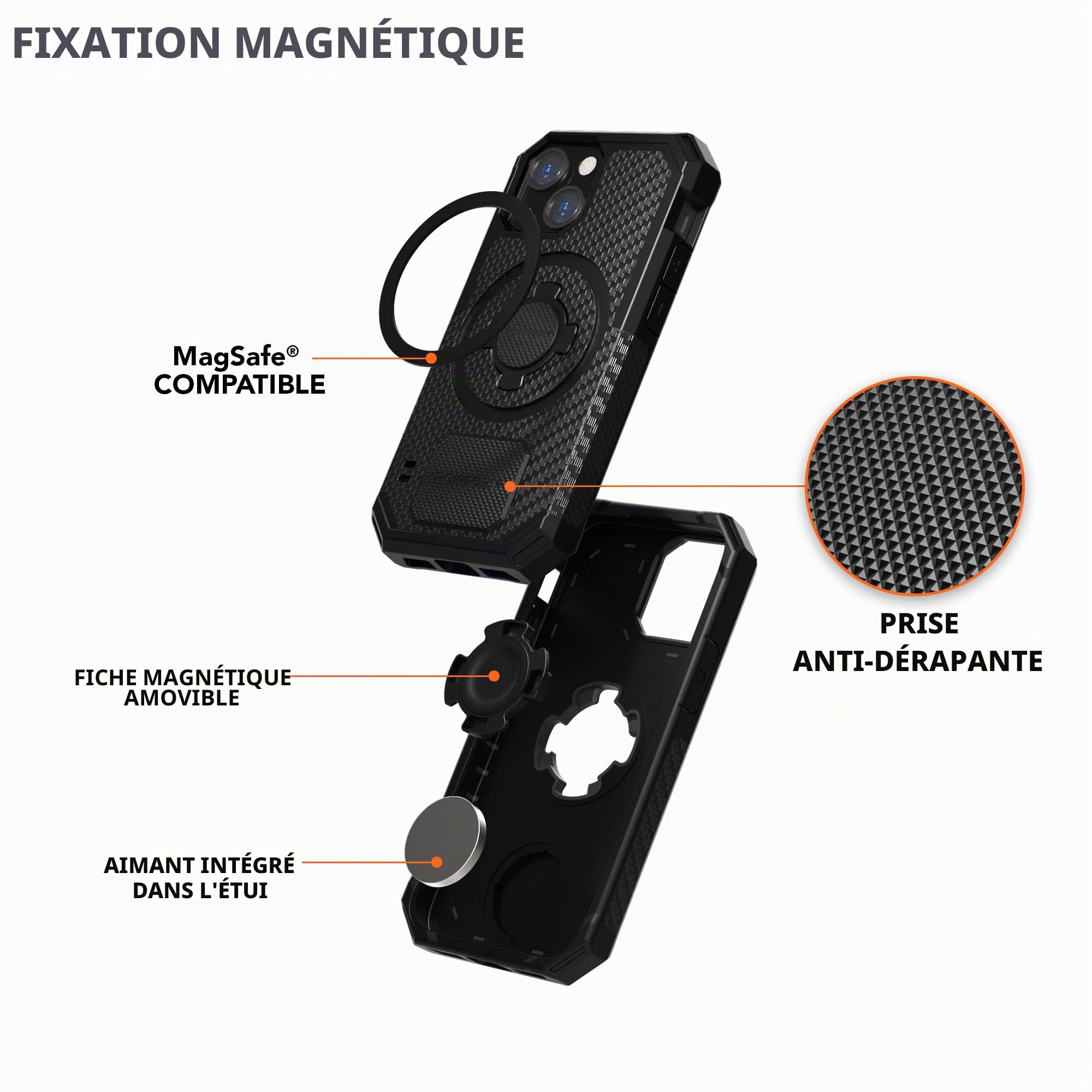 Rokform - Coque pour iPhone 13 Mini, série robuste, compatible avec Dual Magnet Plus MagSafe, protection magnétique Apple Gear, coque pour iPhone avec verrouillage RokLock Twist Lock, armure testée en