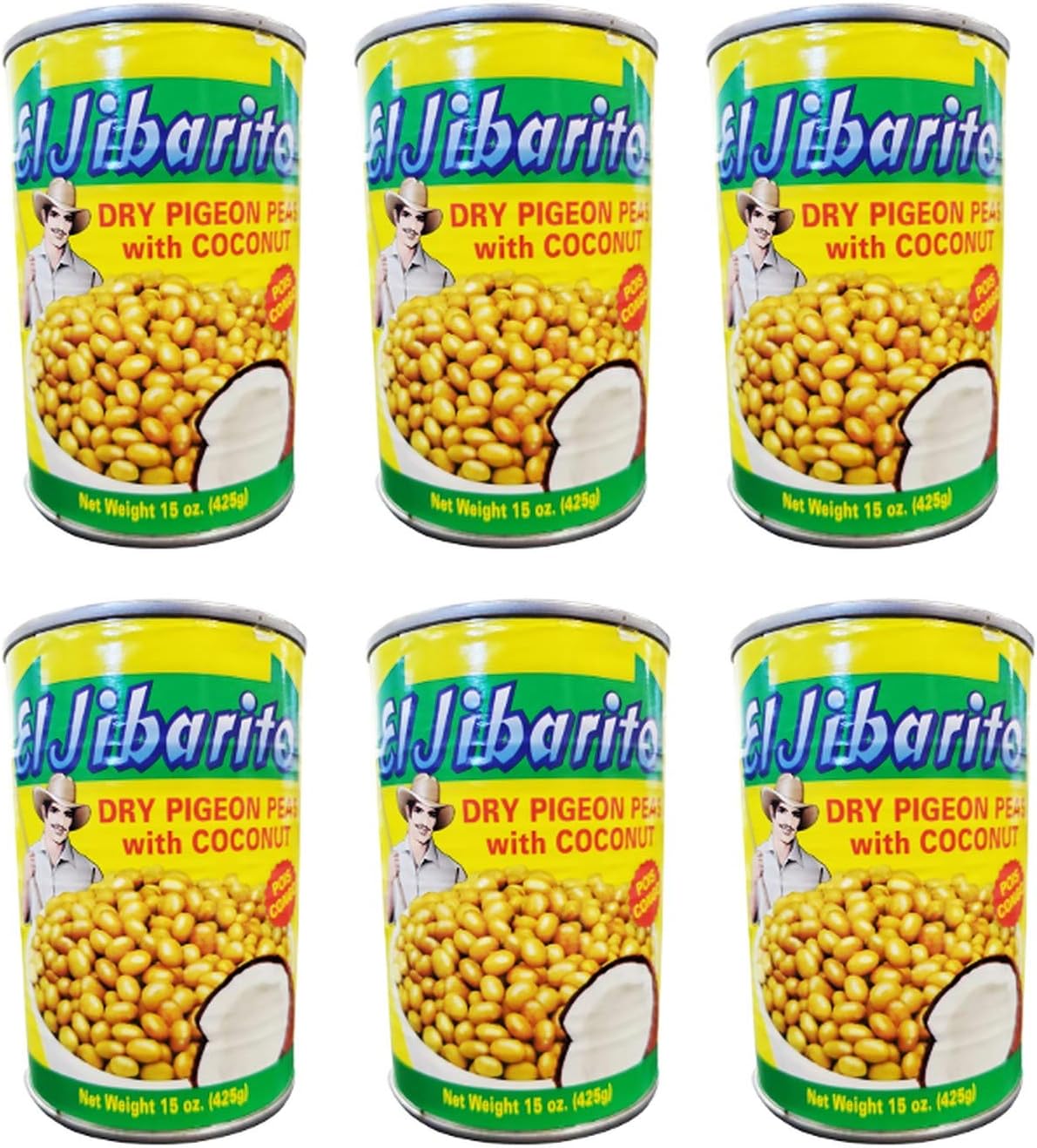 El Jibarito Dry Pigeon Peas with Coconut (6 Pack, Total of 90oz)