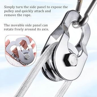 Heavy Duty Cable Snatch Pulley Block with 32FT Rope and Hook,Bearing Inside,for Garage,Attic,Kayak,Deer Hanging,Gym Equipment,800LB Lifting, 1 Pack