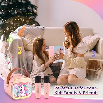 Mini Karaoke Machine 2 Microphones, Portable Kids Karaoke Machines for Girls Birthday Presents Christmas Xmas Gifts Families Party