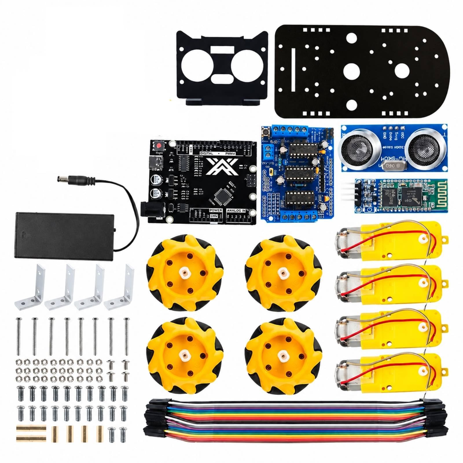 Kit D'ingénierie Mécanique DIY | codable, Kit Robot Voiture Compatible microcontrôleur, pr Débutan, Voiture Robot Omnidirectionnelle, Enseignan
