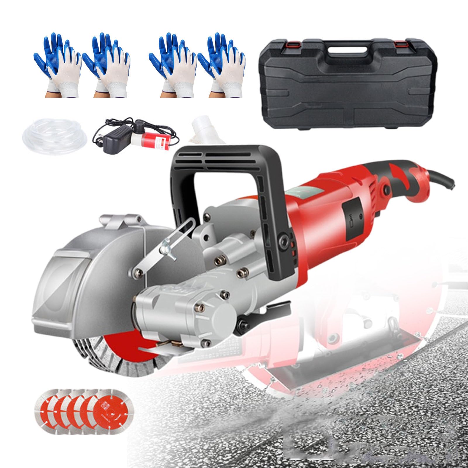 Chaser eléctrico de pared de 4000 W | Ranuradora de ranura de pared 7500r/min | Herramienta de corte de hormigón de 360° para ranurar precisión | Incluye accesorios
