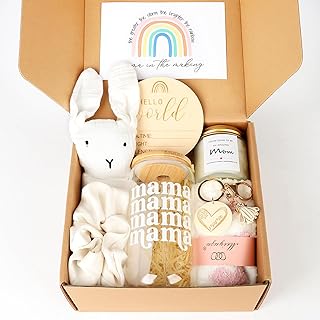 ニューママギフトボックス、妊娠中のママへの妊娠ギフト、女の子男の子用バスケット、初めてのママへの産後のギフト、出産後の新しいお母さんへのクールなギフト、赤ちゃん後の新しいママケアパッケージ
