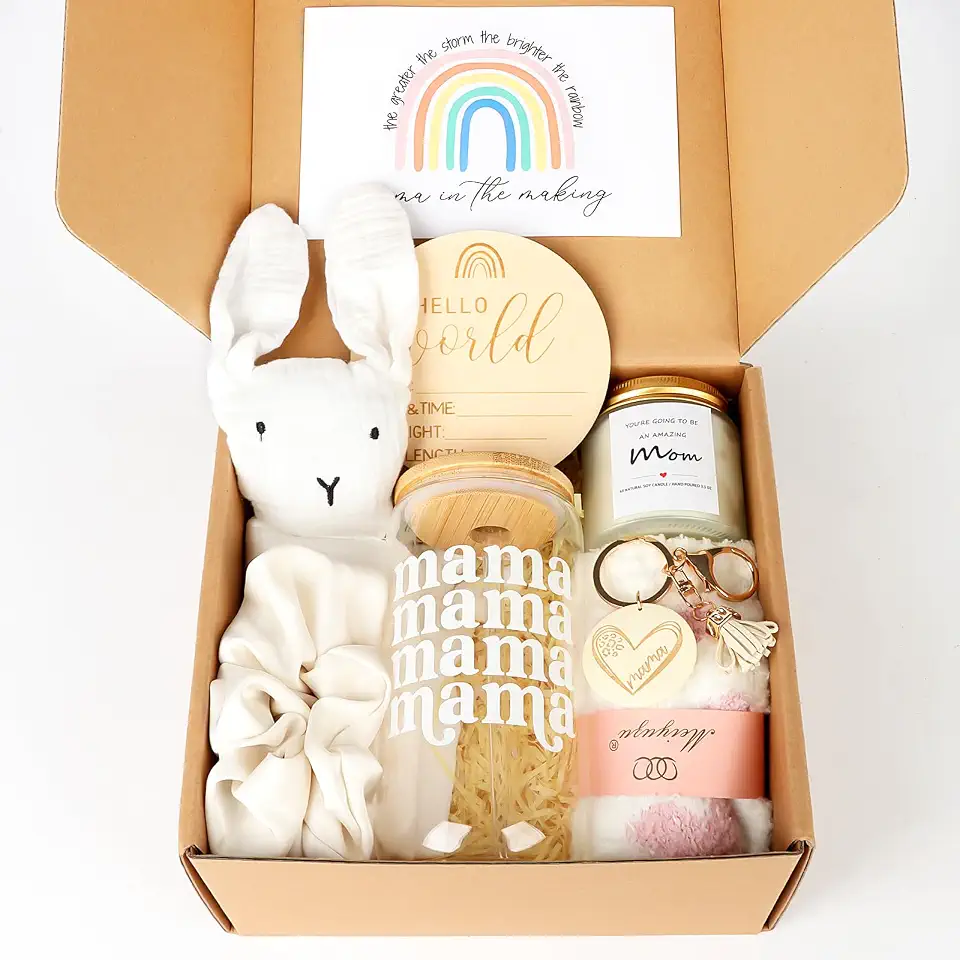Caixa de presente para mamãe, presentes de gravidez para grávidas, presentes pós-parto para mães pela primeira vez, presentes legais para novas mães após o nascimento, pacote de cuidados com a nova