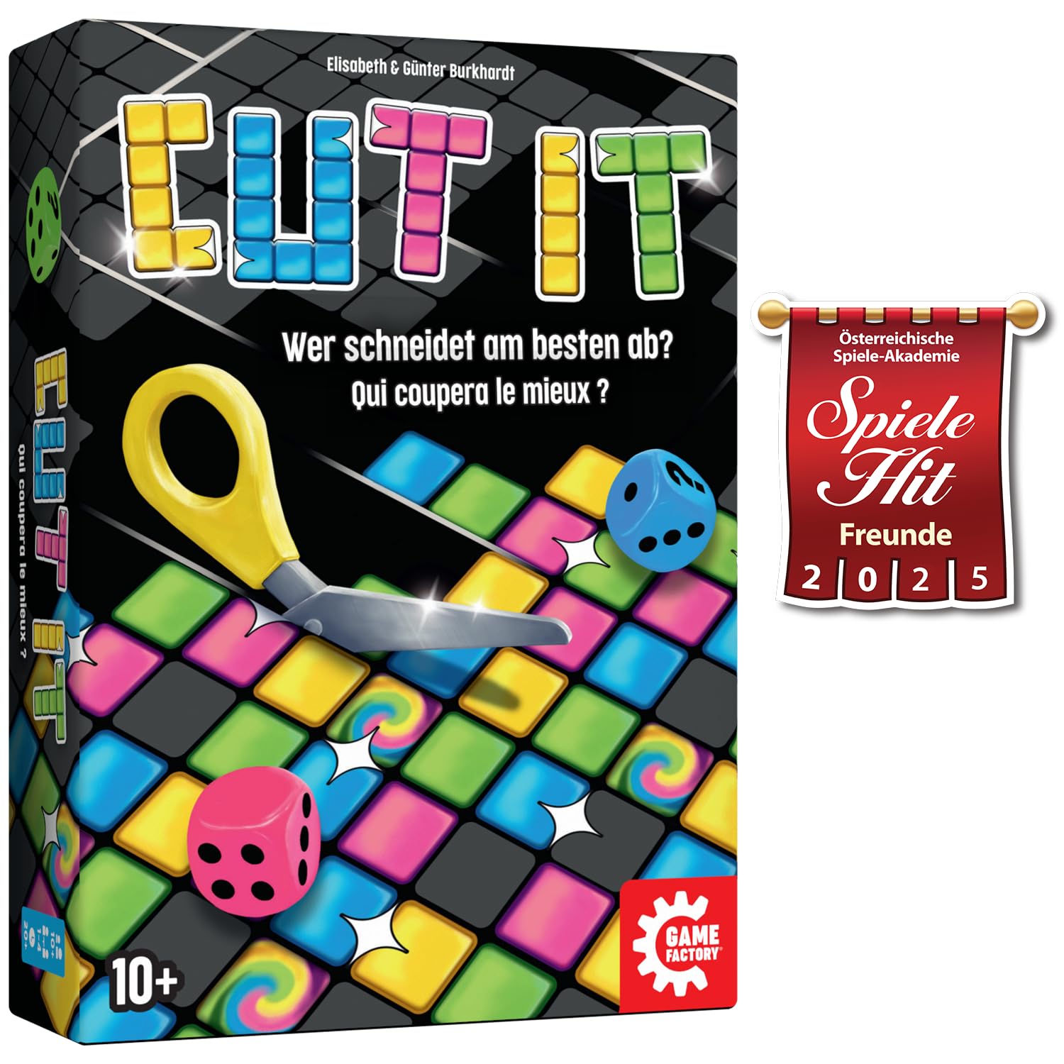 Game Factory 646063 Cut it, innowacyjna gra w kostkę, krojenie, puzzle, inteligentna gra rodzinna dla 1 do 4 osób, od 10 lat