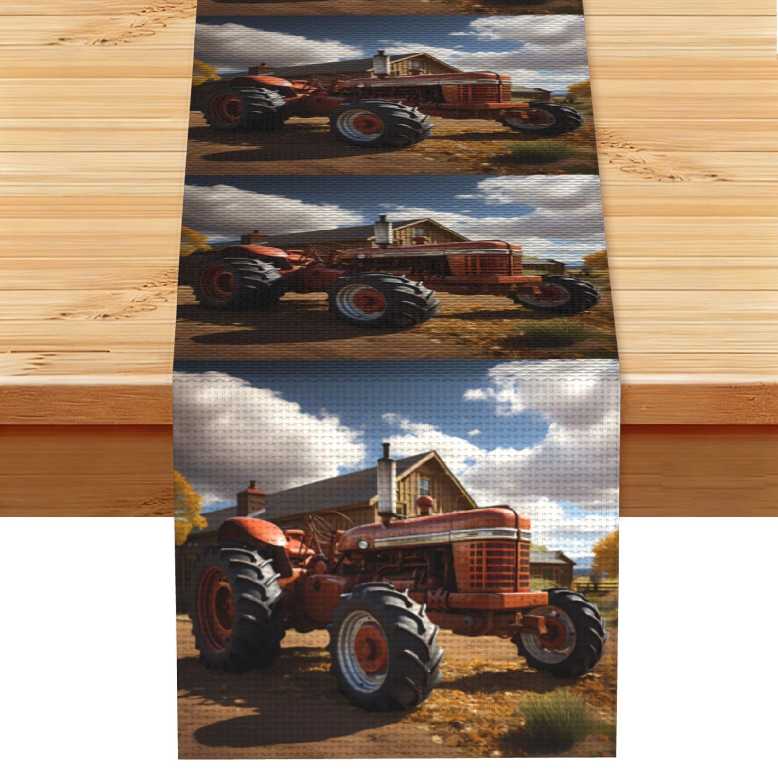 Red Tractor Table Runner 13x72 Inch Dining Decor