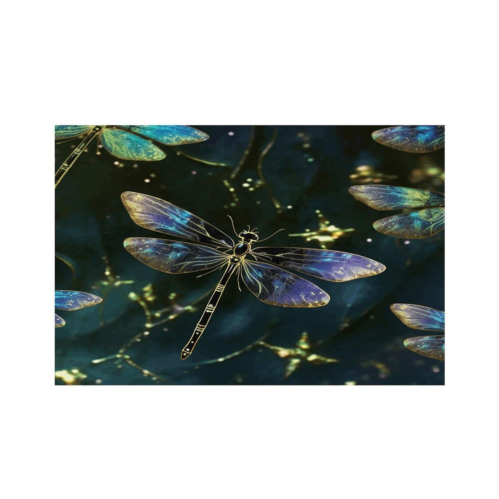 Dragonfly Placemats Non-Slip Heat Resistant Table Mats Flax Washable Cloth Place Mats Easy to Clean Premium Placemat for Kitchen Dining Table Decor Party Outdoor