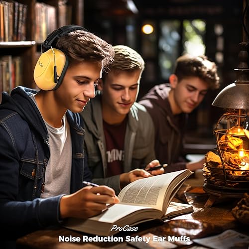 Vista 47 de ProCase - Orejeras de seguridad con protección auditiva NRR de 28 dB; para campos de tiro, podado de césped, construcción, carpintería, 1 - Azul puro