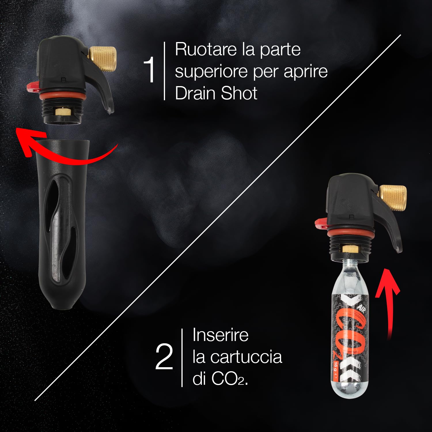 Errecom Drain Shot, Pistola Pulizia Scarico Condensa Climatizzatori – Professionale, Leggera e Portatile sblocca gli scarichi condensa ostruiti, Cartuccia CO2 da 16 g inclusa