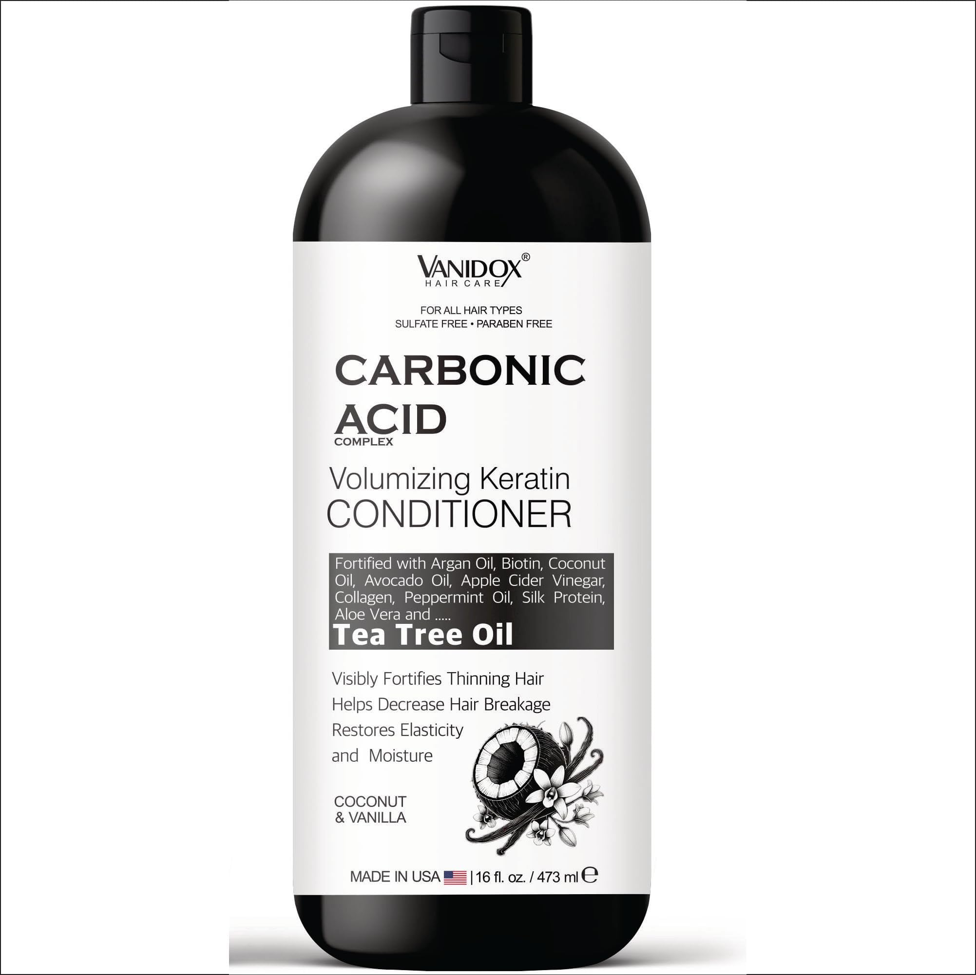 Carbonic Acid Hair Conditioner for Men and Women, Sulfate-Free, Hair Growth Formula with DHT Blocker, Scalp Cleansing, Coconut and Vanilla Scent - 16 fl oz