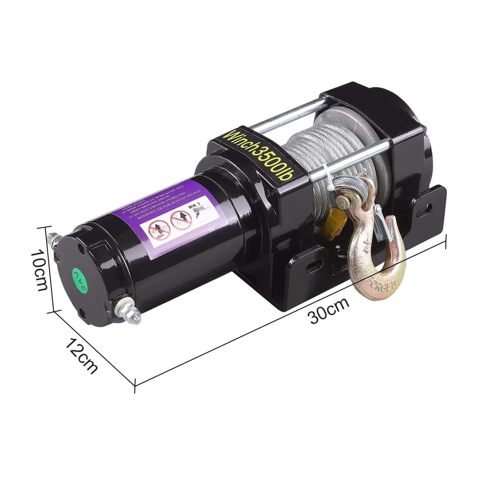 Cabrestante Eléctrico De 3500LBS 12V, Resistente Al Agua IP55 Todoterreno Para Cuerda Sintética Coche/ATV/barco/remolque Cabrestante Elevador Polipasto