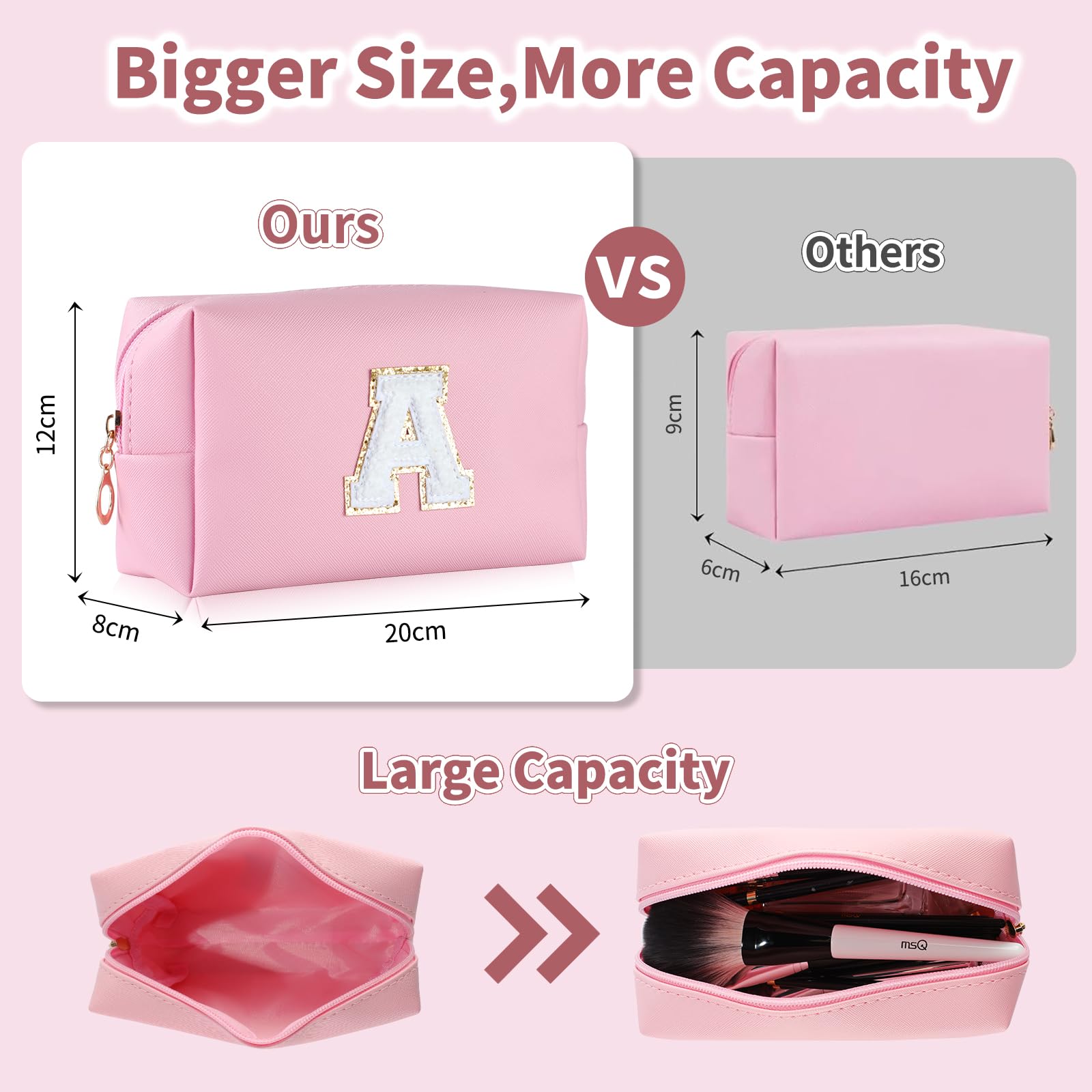 MSQ Personalized Makeup Cosmetic Bag for Women Gift Large Capacity Cosmetic Bag Makeup Organiser Toiletry Bag - Image 2