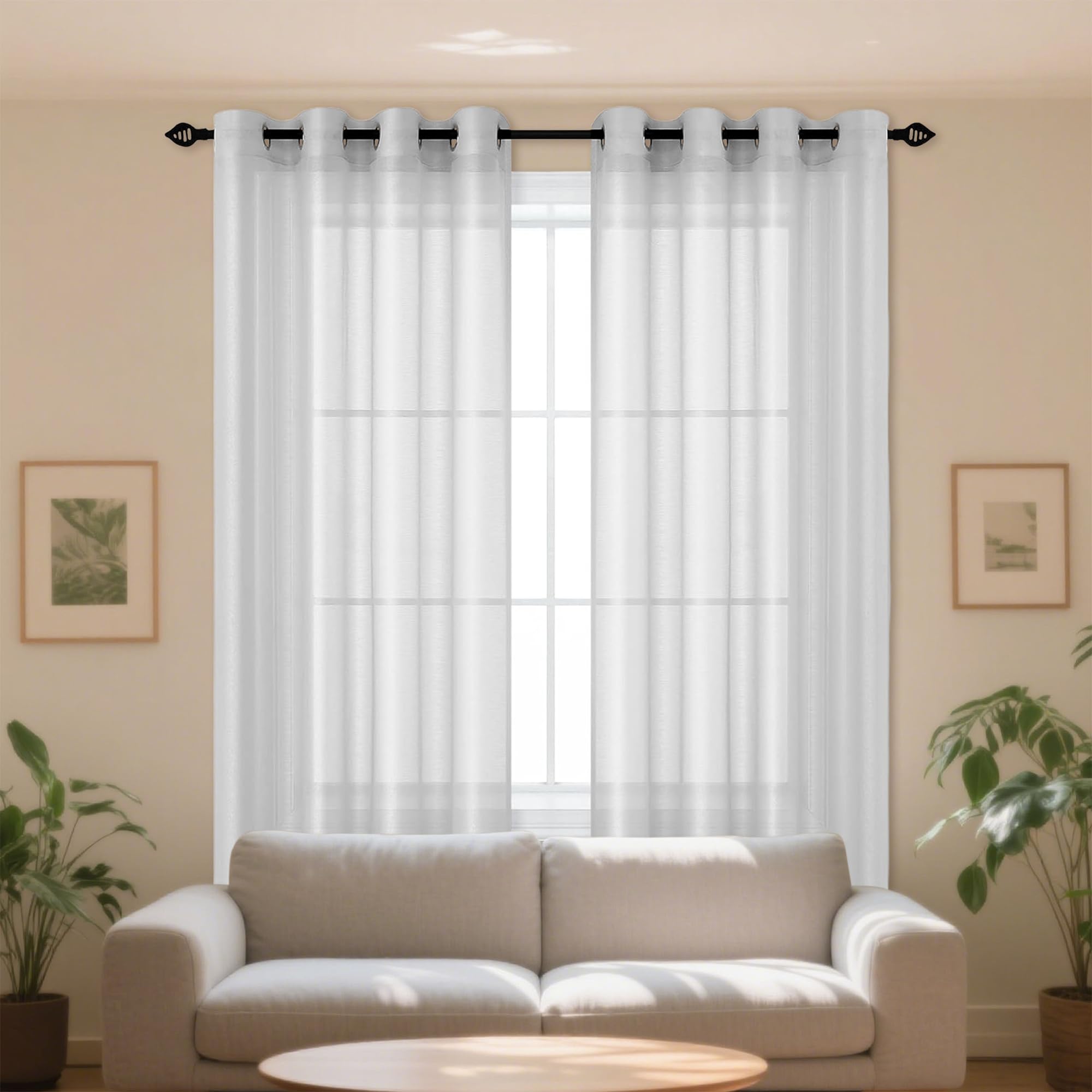 Voilage oeillet 160x185 rideau lumineux demi transparent gris clair chambre salon
